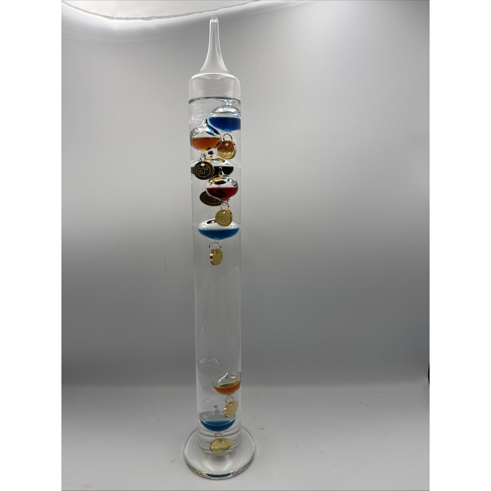 Galileo Thermometer 17 Inch Glass Colorful Floating Spheres Scientific Decor